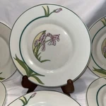 Ingenue By Arcopal Salad Plate Lavender Floral Green Leaves Bands Set Of 8. Fixed Price $24.88.