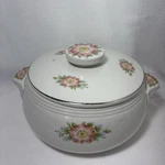 Hall's Superior Quality Kitchenware Ceramic Casserole Bean Pot Rose White #658. Fixed Price $14.99.
