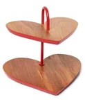 The Cellar Valentine's Day 2-TIERED Wood Heart Server, 12"W X 10.6"H New. Fixed Price $32.54.