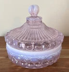 Mosser Glass Eye Winker Pink Opalescent Candy Dish W/ Lid - 5.5" X 6 Gorgeous. Fixed Price $58.99.