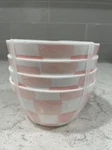 Set Checkered Pink & White Melamine 4.5X2.5 Bowls Appetizer Tidbit Salsa Dip. Fixed Price $29.99.