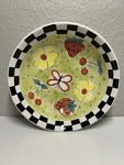 Rare Vintage Large Strawberry Checkered Bowl Floral Butterfly Decor Set Of 4. Fixed Price $18.85.