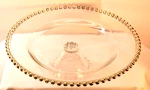 Elegance Hand Painted Glass Cake Stand Platter Fruit Bowl, Gold Beaded Edge. Fixed Price $44.95.