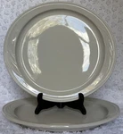 Syracuse Cascade Swirl 2 Oval Dinner Plate Set 11 Inch Large Size Light Tan. Fixed Price $33.00.