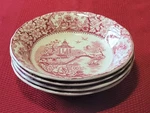 Swinnertons Olde Alton Ware Hampton Ivory Red Pink 5 1/4" Fruit Dessert Bowls. Fixed Price $14.99.