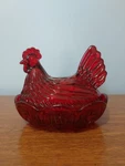 Medium Ruby Glass Chicken Hen On Nest Covered Bowl Candy 5 3/4X6 New. Fixed Price $55.00.