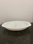 Vintage Pyrex Opal White Divided 1.5 Quart Serving Dish 1063 Oval Oblong Bowl. Fixed Price $7.50.