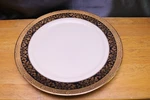 Black Knight Gold Encrusted Dinnerware Plate Smooth Filigree. Fixed Price $25.00.
