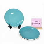 Dover & York DYO1 Circles Rings Swirl Aqua Stoneware Coupe Salad Plates Set Of 3. Fixed Price $25.49.