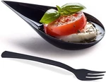 Dlux 100 4" Tear Drop Mini Appetizer Plates W/ Forks, Reusable Black Plastic. Fixed Price $31.40.