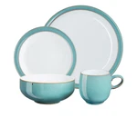Denby Azure 4PCS Dinnerware Set Blue Teal Hand Crafted Stoneware Nib England. Fixed Price $87.50.