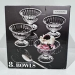 New Godinger Studio Everyday 8 Piece Clear Glass Footed Dessert Ice Cream Bowls. Fixed Price $19.99.