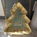 Tired Mackenzie Childs Parchment Check/ Stripe Ceramic Christmas Tree Dish New. Fixed Price $320.00.