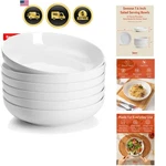 22OZ Porcelain Pasta Bowls Set Of 6-7.6 Inch White Salad Serving Plates, Micr.... Fixed Price $68.79.