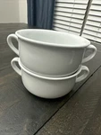 William Sonoma White Double Handle Soup Bowls Set Of 2. Fixed Price $16.00.