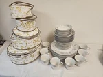 Vtg Nitto Hanover #4867 Platinum 41 Pcs Plates Bowls Cups Service Saucers. Fixed Price $179.95.