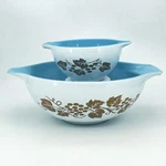 Pyrex Promotional Golden Grapes Delphite Blue Cinderella Chip & Dip Set 441 444. Fixed Price $79.99.