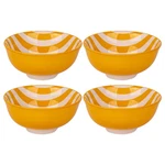 SET-4 6IN Bowls W-yellow Cabana Stripes Design Inside. Fixed Price $45.00.