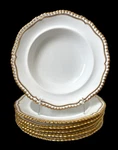 Copeland (pre-spode) England Hallmark Set 8 Rimmed 9 Soup Bowls Gadroon Gold. Fixed Price $95.00.