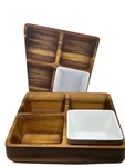 Nib The Cellar Divided Server Wood Tray With White Removable Ceramic Bowl. Fixed Price $34.98.