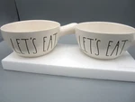 Set Of 2, Rae Dunn White "lets Eat" Cereal, Soup & Oven Bowl 18 Oz (247). Fixed Price $24.99.