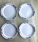 Set Of 4 Dansk Bistro Maribo Blue 9" Salad Plates White Floral. Fixed Price $45.00.