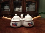 Houston Harvest Gift Products 1812FY06 Ceramic Jam Jelly Server Set Handle. Fixed Price $19.99.
