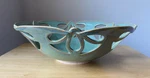 Joyce Inderbitzin 12.5" Green Carved Rim Bowl - Pennsylvania Vguc. Fixed Price $65.00.