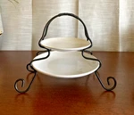 2 Tiered Serving Set With Metal Rack White- Small Certified International. Fixed Price $11.99.