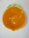 Temptations By Tara Figural Fruit 2 Quart Bowl Orange Peach With Floral Handle. Fixed Price $34.99.