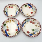 Set 4 Tabletops Gallery "pasta 101" Vegetables Checkered Rim Soup Salad Bowls 8. Fixed Price $42.50.