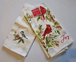 2-KAY Designs Cardinal And Chickadee Dual Purpose Terry Towels 16"X26. Fixed Price $18.00.
