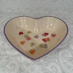 Valentines Conversation Candy Hearts Shaped 9" Ceramic Serving Bowl Snack. Fixed Price $19.99.