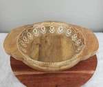 Painted Mango Wood Bowl With Handles Cravings By Chrissy Tiegen 13" X 10". Fixed Price $18.99.