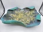 Pondside Press M Braggins Studio Art Pottery Centerpiece Bowl Platter Teal Flora. Fixed Price $199.99.
