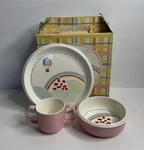 Mikasa And Away Pattern Child Plate Bowl Cup Japan Hot Air Balloon Rainbow. Fixed Price $30.99.