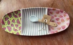 Mud Pie Divided Melamine Serving Dish & Spoon Summer Fruit Condiments 13 X 5.5. Fixed Price $14.95.