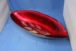Red Glass Oblong Bowl With Golden Bottom And Wheat Print Inside 18.25". Fixed Price $29.95.