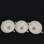 Lenox Rose Floral Cream Soup Handle Bowls Set 3 Pcs Gold Trim 5 Inch Diam. Fixed Price $26.95.