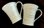 Belleek "claddagh" Set Of Two 4-1/8" Mugs Made Ireland Mint Condition. Fixed Price $25.00.