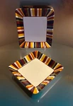 Pampered Chef Simple Additions 7.25 Square Stripe Ceramic Dinner Plate Dw Safe. Fixed Price $34.99.