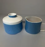 Mikasa Mediterrania Forget Not Blue 4995 Sugar Bowl With Lid & Creamer Japan. Fixed Price $22.00.