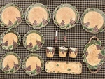 Pacific Rim Handpainted Grape Dinnerware Set Plates Cups Trays Knives Country. Fixed Price $149.99.
