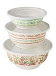Pioneer Woman 6-PIECE Melamine Mixing Bowl Set W/lids Painted Meadow. Fixed Price $15.99.