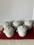 Apilco France White Porcelain Lot 5 Five Sugar Bowl Cover Two Handle. Fixed Price $60.00.