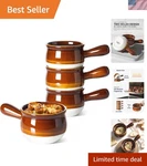 French Onion Bowls, 16 Ounces Ceramic With Handles For Soup, .... Fixed Price $47.99.