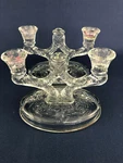 Vintage Mckee Clear Pressed Glass Double Candle Holders Rock Crystal C.1915-40. Fixed Price $35.00.