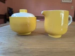 Vintage Premiere Colorama D7300 Creamer & Sugar Bowl Set Yellow White Japan Mcm. Fixed Price $26.00.