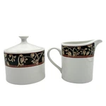 Sango Stoneware Creamer & Sugar Bowl The Savoy #8802 Pattern, Made China. Fixed Price $24.95.