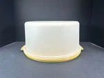 Vintage Tupperware Harvest Gold Tiered Cake Carrier 1256-3. Fixed Price $16.99.